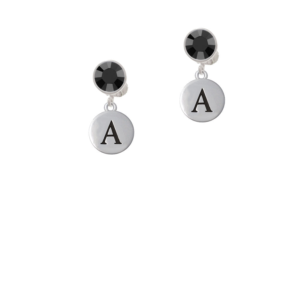 Capital Letter - A - Pebble Disc - Crystal Clip On Earrings Image 3