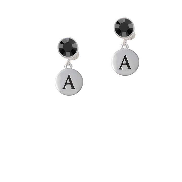 Capital Letter - A - Pebble Disc - Crystal Clip On Earrings Image 1