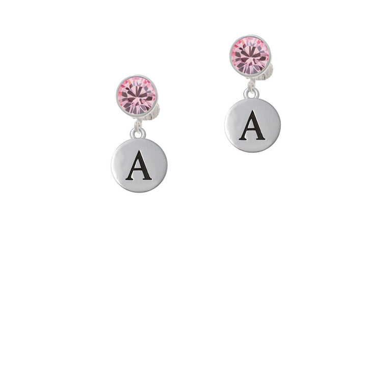 Capital Letter - A - Pebble Disc - Crystal Clip On Earrings Image 4