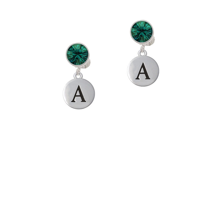 Capital Letter - A - Pebble Disc - Crystal Clip On Earrings Image 6