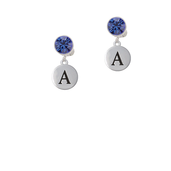 Capital Letter - A - Pebble Disc - Crystal Clip On Earrings Image 7