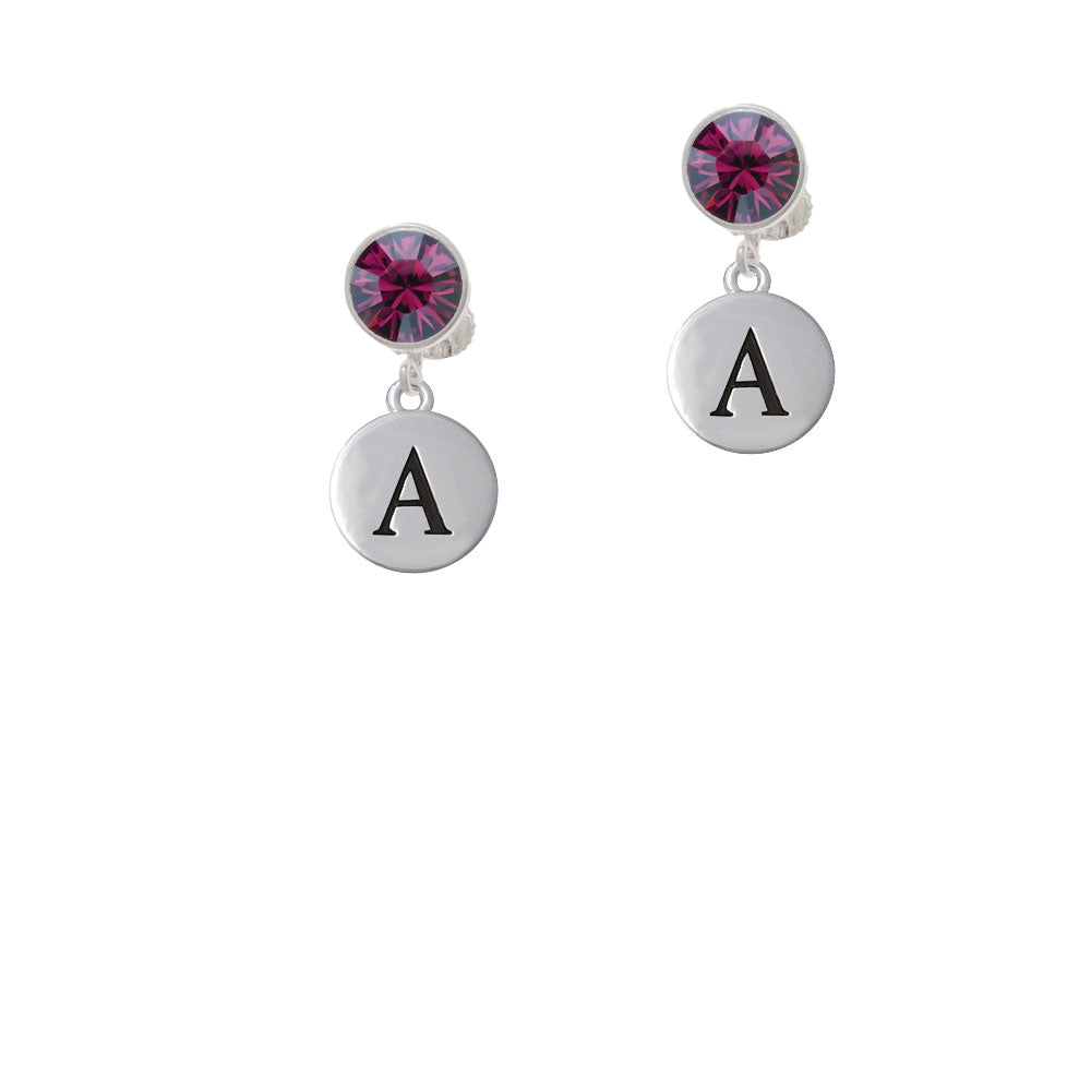 Capital Letter - A - Pebble Disc - Crystal Clip On Earrings Image 8