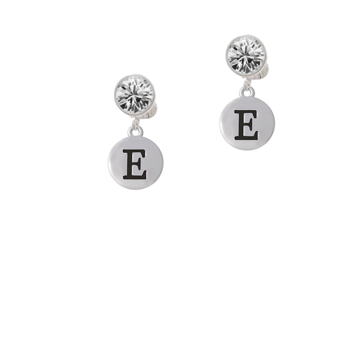 Capital Letter - E - Pebble Disc - Crystal Clip On Earrings Image 2