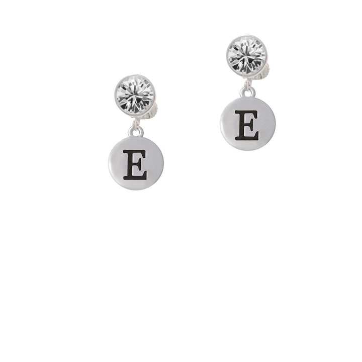 Capital Letter - E - Pebble Disc - Crystal Clip On Earrings Image 1