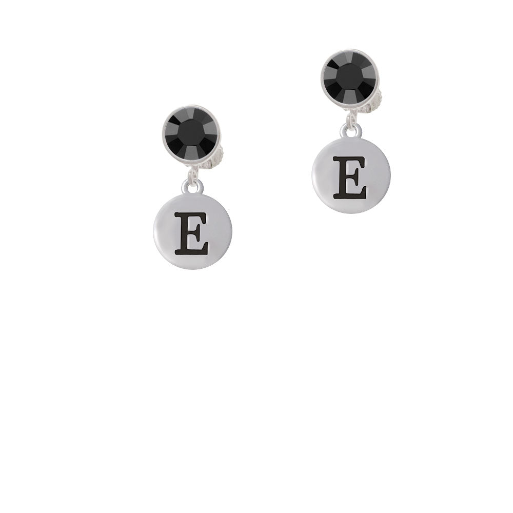 Capital Letter - E - Pebble Disc - Crystal Clip On Earrings Image 3