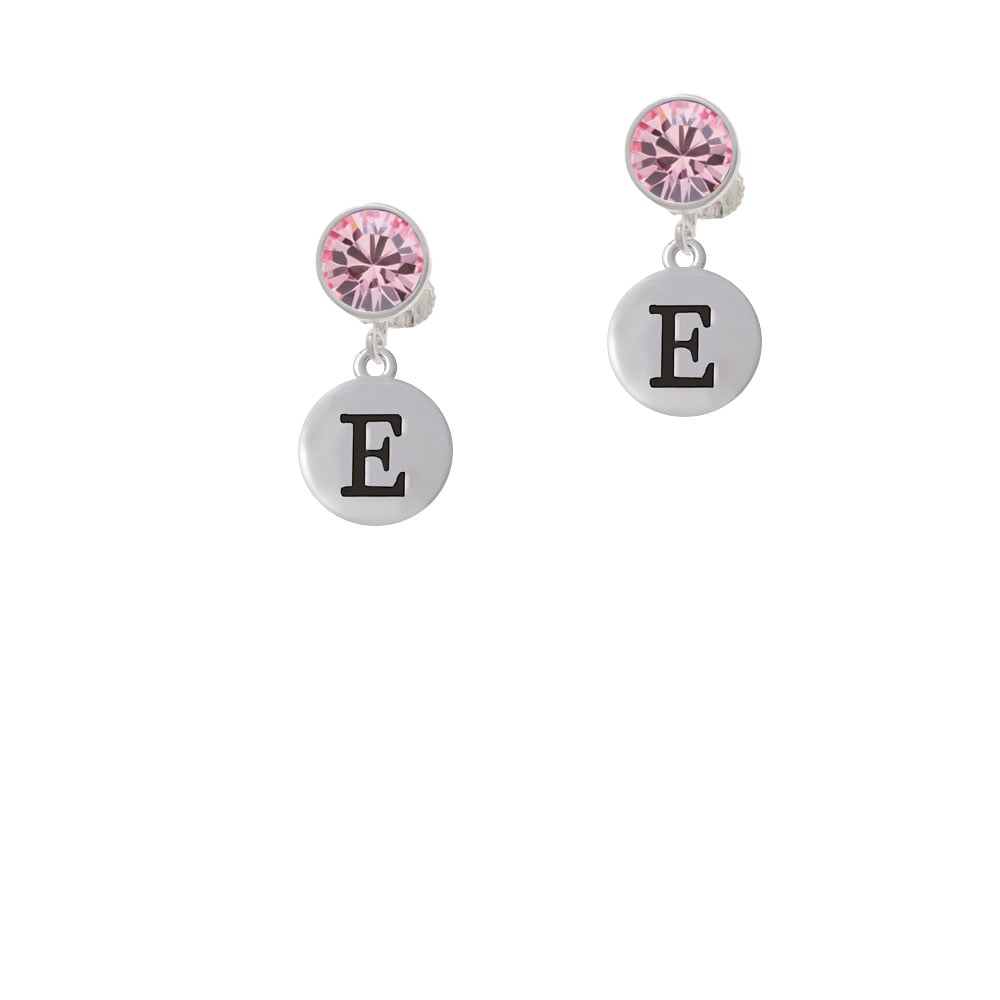 Capital Letter - E - Pebble Disc - Crystal Clip On Earrings Image 4