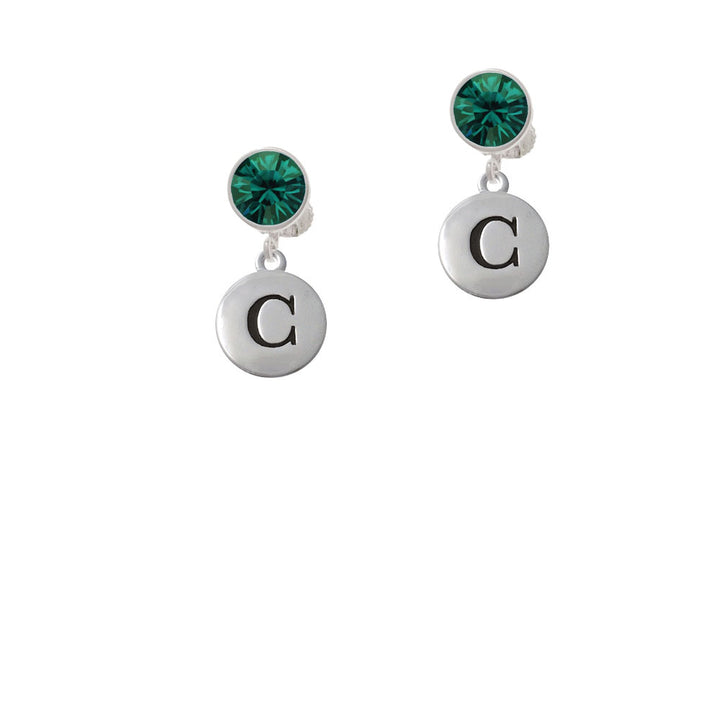 Capital Letter - C - Pebble Disc - Crystal Clip On Earrings Image 6