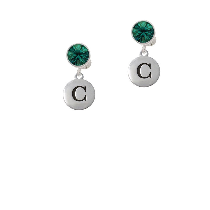 Capital Letter - C - Pebble Disc - Crystal Clip On Earrings Image 1