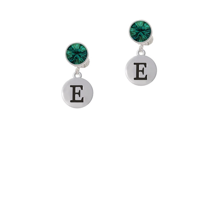 Capital Letter - E - Pebble Disc - Crystal Clip On Earrings Image 6