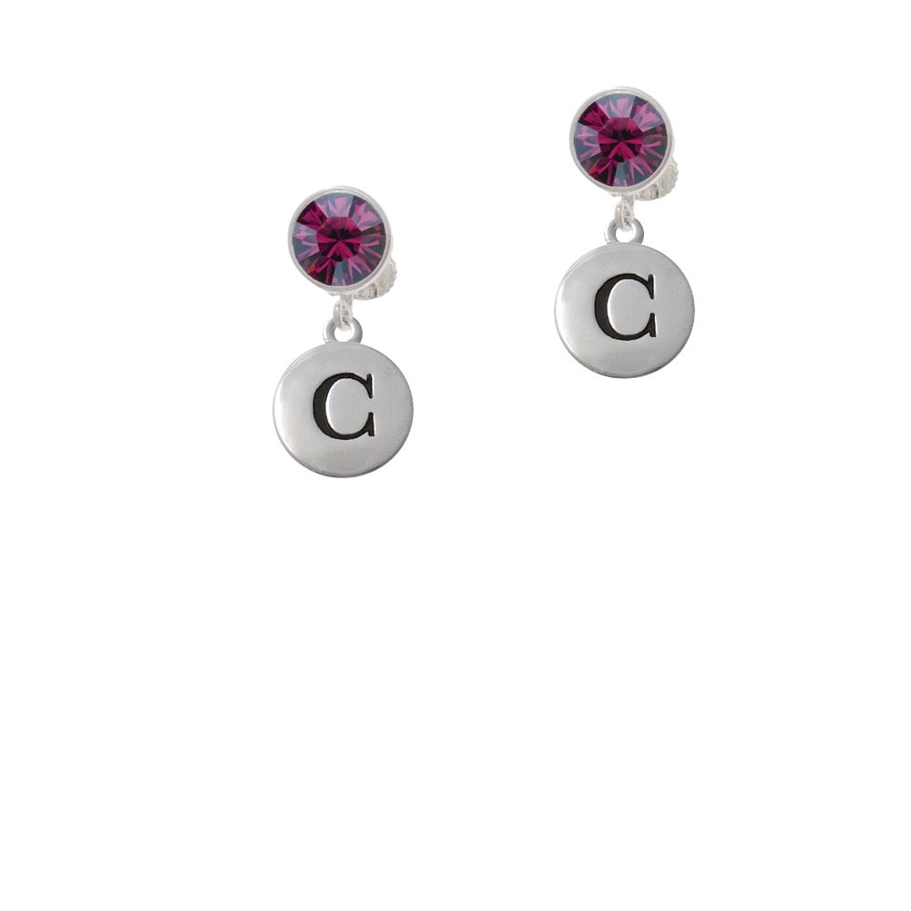 Capital Letter - C - Pebble Disc - Crystal Clip On Earrings Image 8