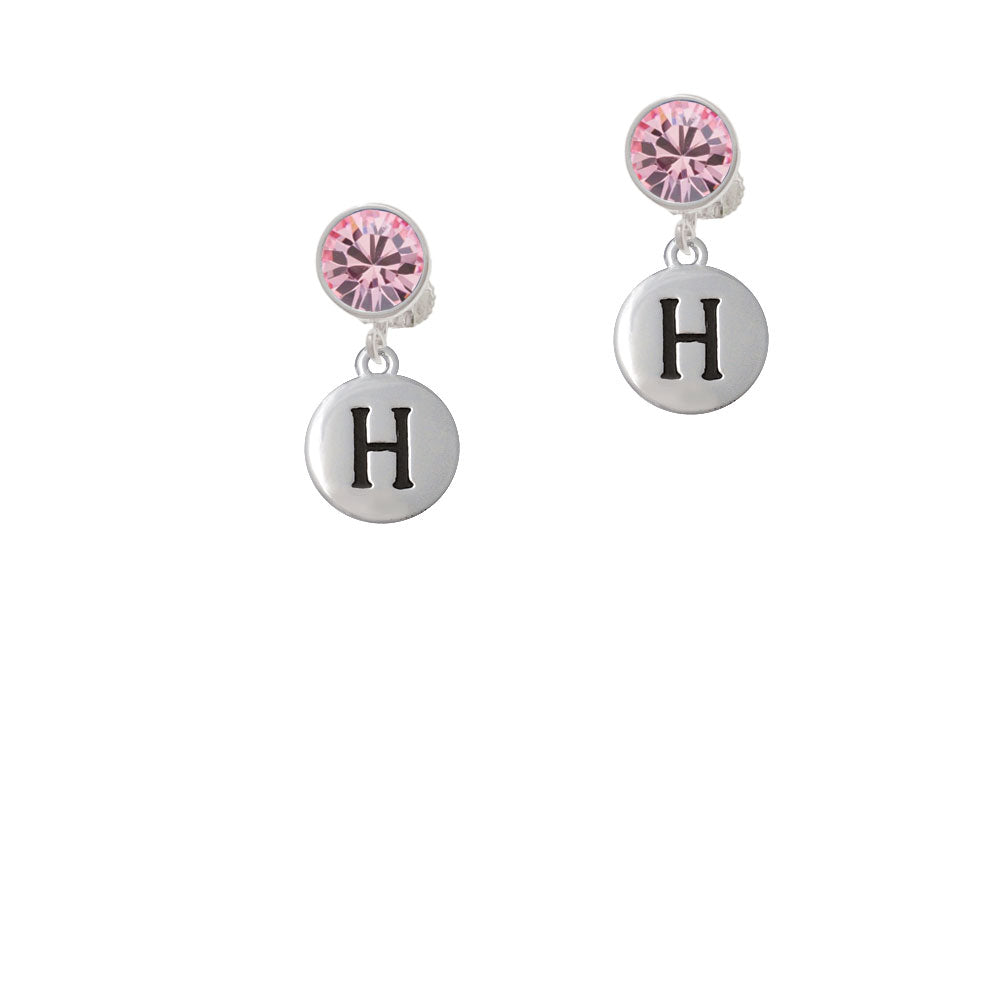 Capital Letter - H - Pebble Disc - Crystal Clip On Earrings Image 4