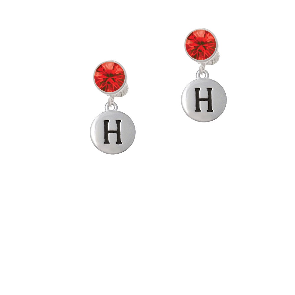 Capital Letter - H - Pebble Disc - Crystal Clip On Earrings Image 4