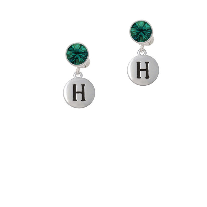 Capital Letter - H - Pebble Disc - Crystal Clip On Earrings Image 6