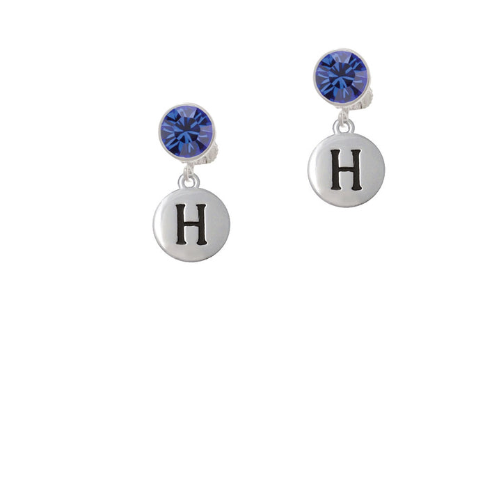 Capital Letter - H - Pebble Disc - Crystal Clip On Earrings Image 7