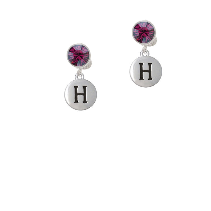 Capital Letter - H - Pebble Disc - Crystal Clip On Earrings Image 8