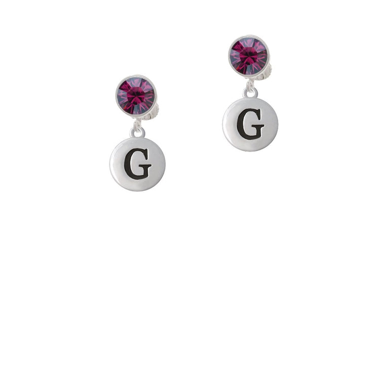 Capital Letter - G - Pebble Disc - Crystal Clip On Earrings Image 8