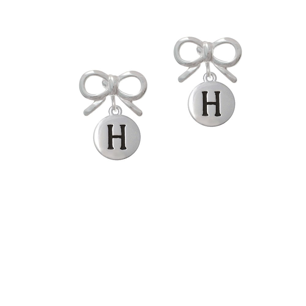 Capital Letter - H - Pebble Disc - Crystal Clip On Earrings Image 9