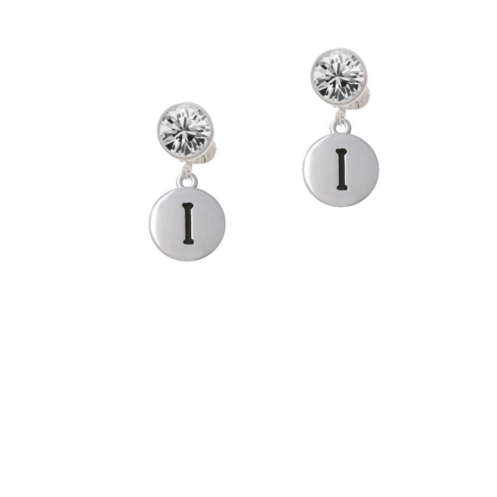 Capital Letter - I - Pebble Disc - Crystal Clip On Earrings Image 1