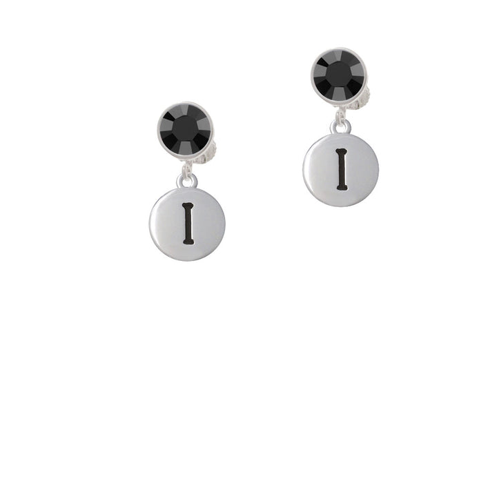 Capital Letter - I - Pebble Disc - Crystal Clip On Earrings Image 3