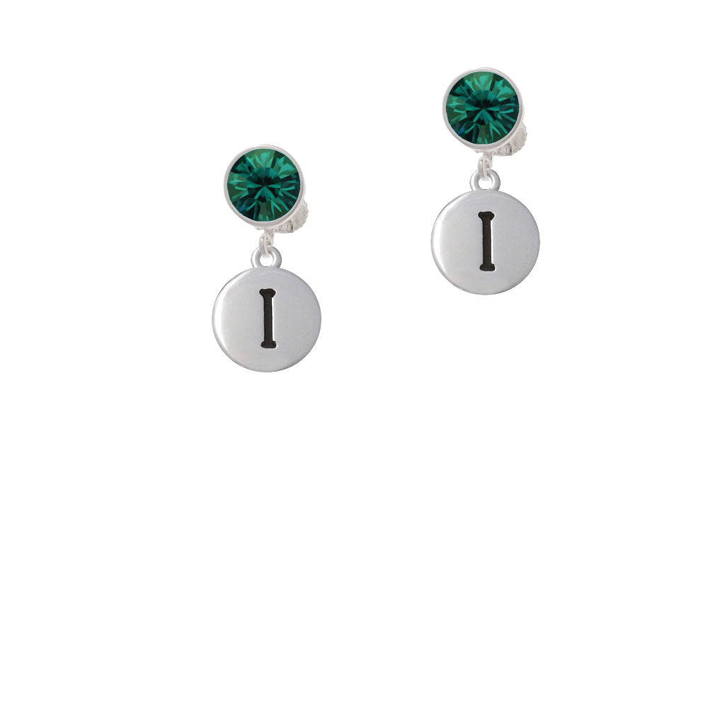 Capital Letter - I - Pebble Disc - Crystal Clip On Earrings Image 6