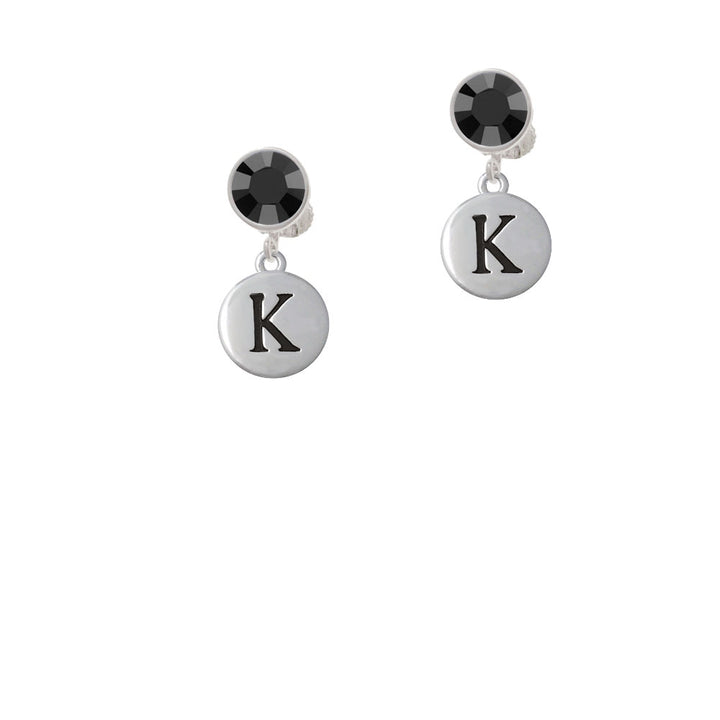 Capital Letter - K - Pebble Disc - Crystal Clip On Earrings Image 3