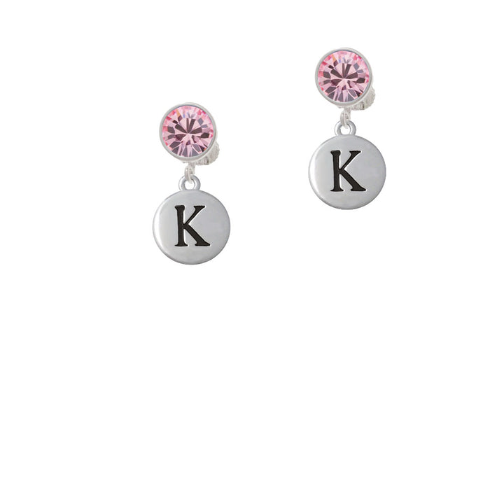 Capital Letter - K - Pebble Disc - Crystal Clip On Earrings Image 4