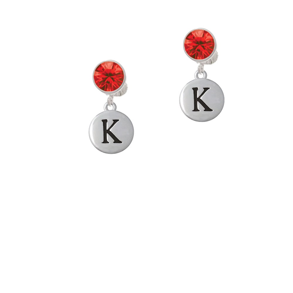 Capital Letter - K - Pebble Disc - Crystal Clip On Earrings Image 4