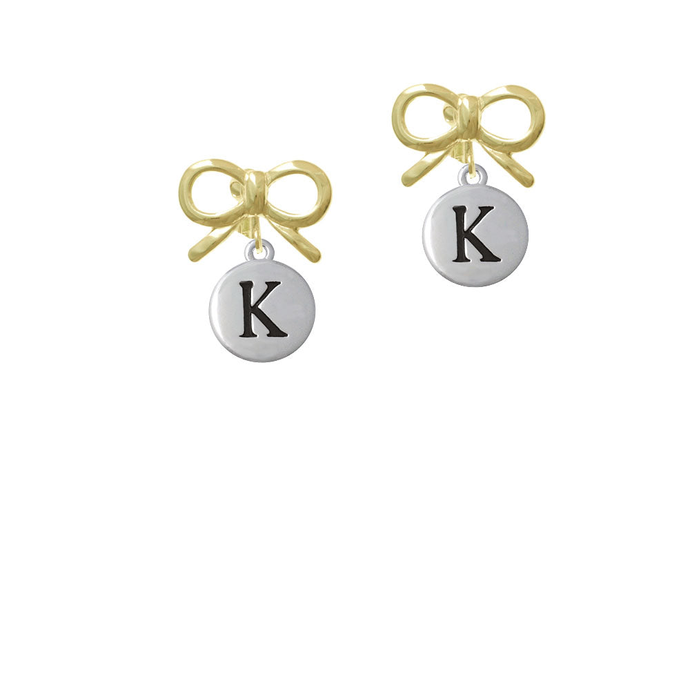 Capital Letter - K - Pebble Disc - Crystal Clip On Earrings Image 10