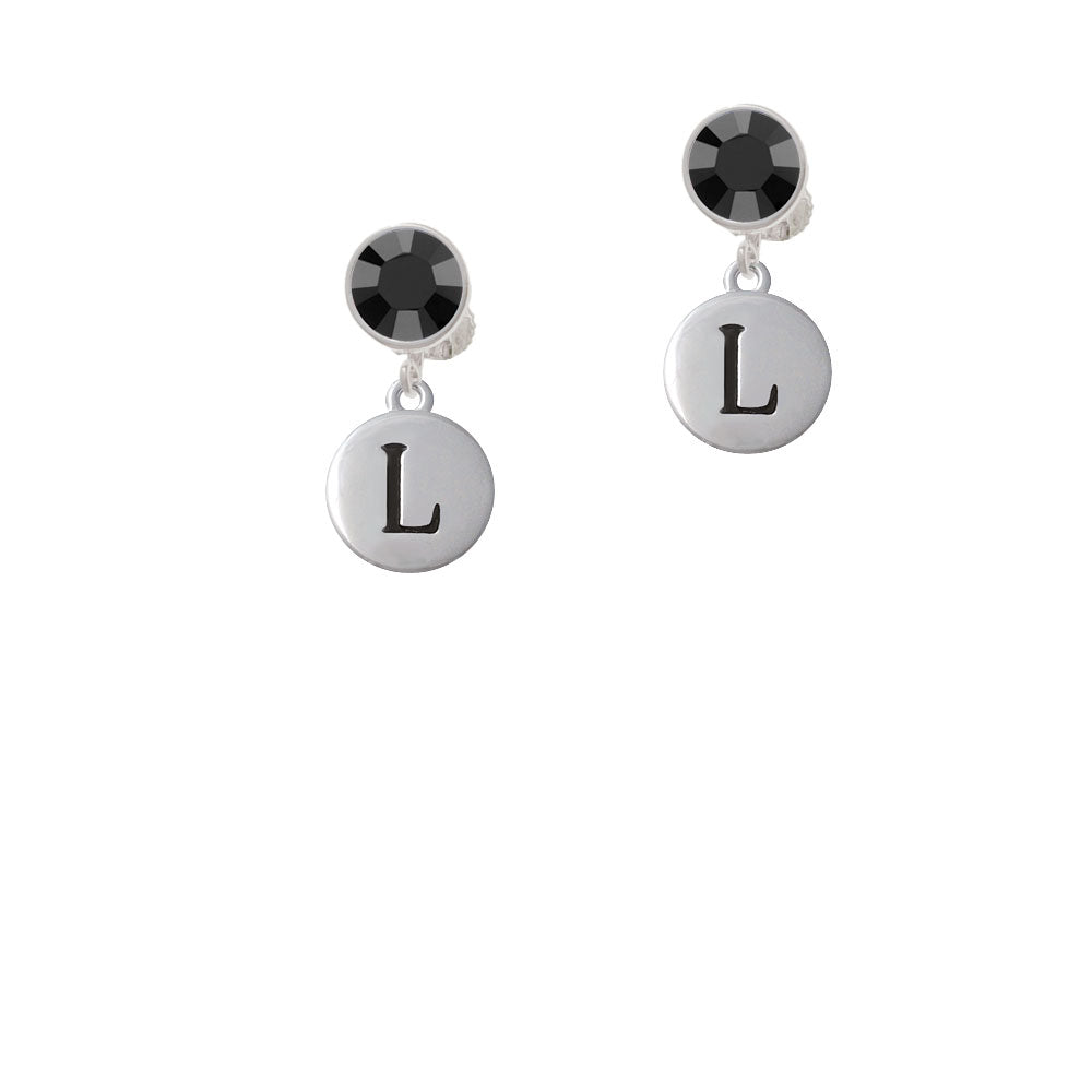 Capital Letter - L - Pebble Disc - Crystal Clip On Earrings Image 3