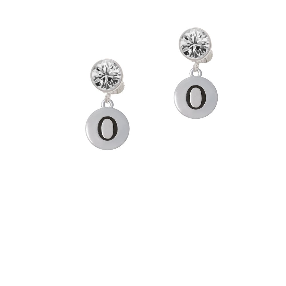 Capital Letter - O - Pebble Disc - Crystal Clip On Earrings Image 2