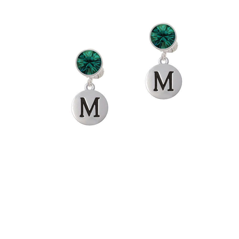 Capital Letter - M - Pebble Disc - Crystal Clip On Earrings Image 6