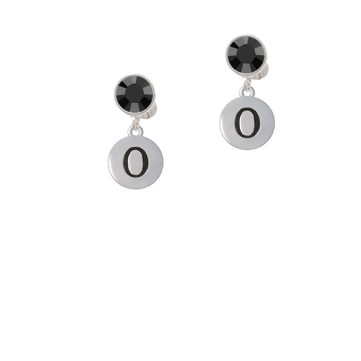 Capital Letter - O - Pebble Disc - Crystal Clip On Earrings Image 3