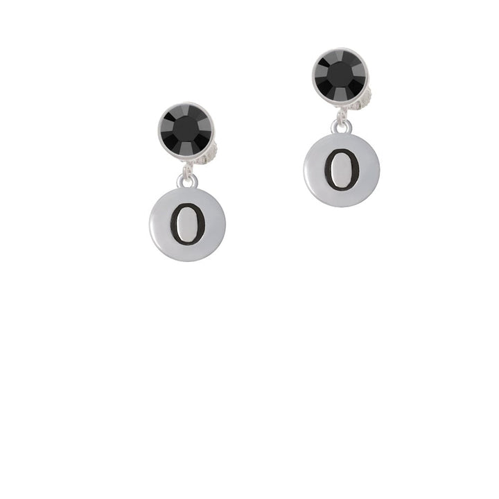 Capital Letter - O - Pebble Disc - Crystal Clip On Earrings Image 1