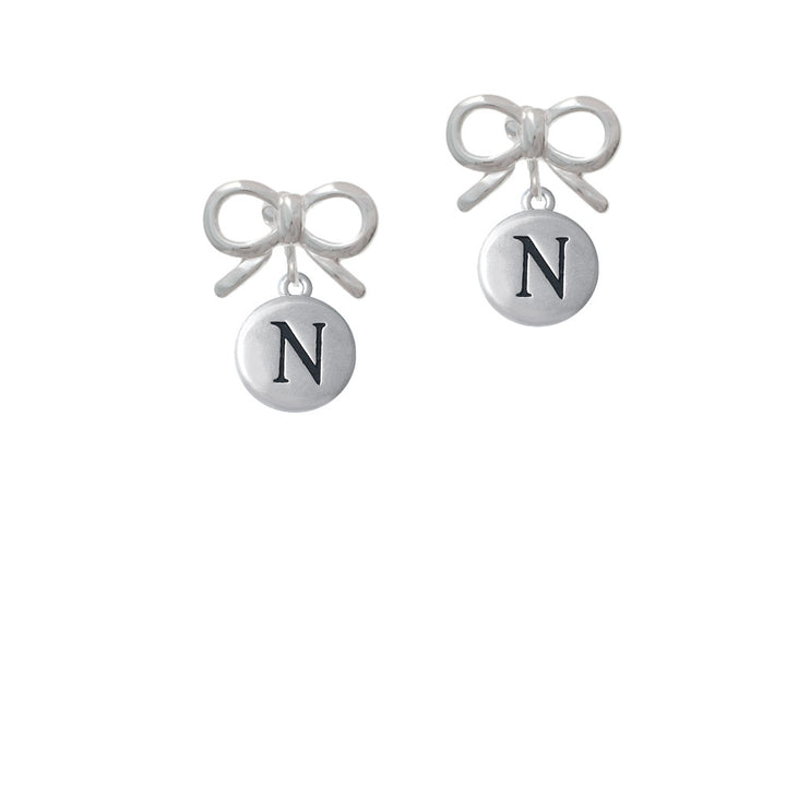 Capital Letter - N - Pebble Disc - Crystal Clip On Earrings Image 9