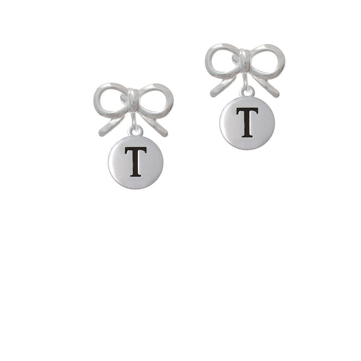 Capital Letter - T - Pebble Disc - Crystal Clip On Earrings Image 9