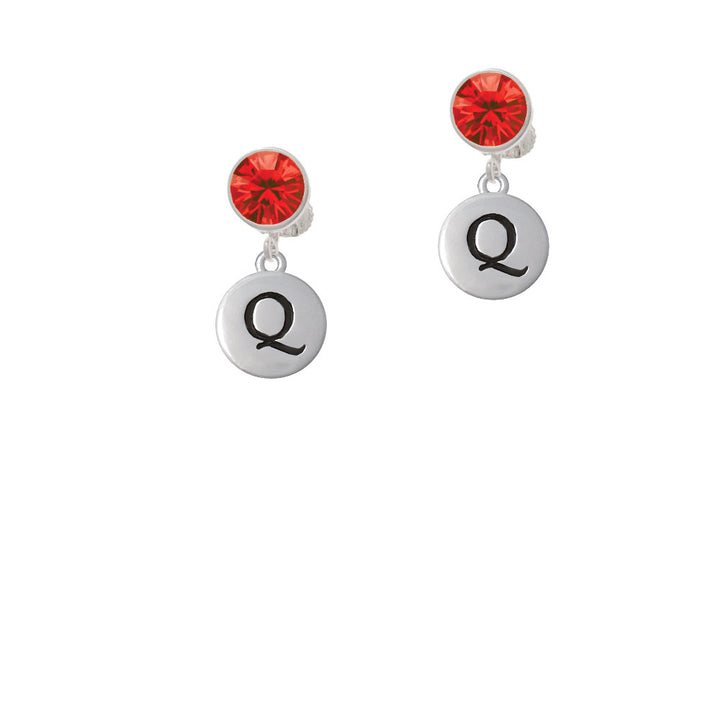 Capital Letter - Q - Pebble Disc - Crystal Clip On Earrings Image 4