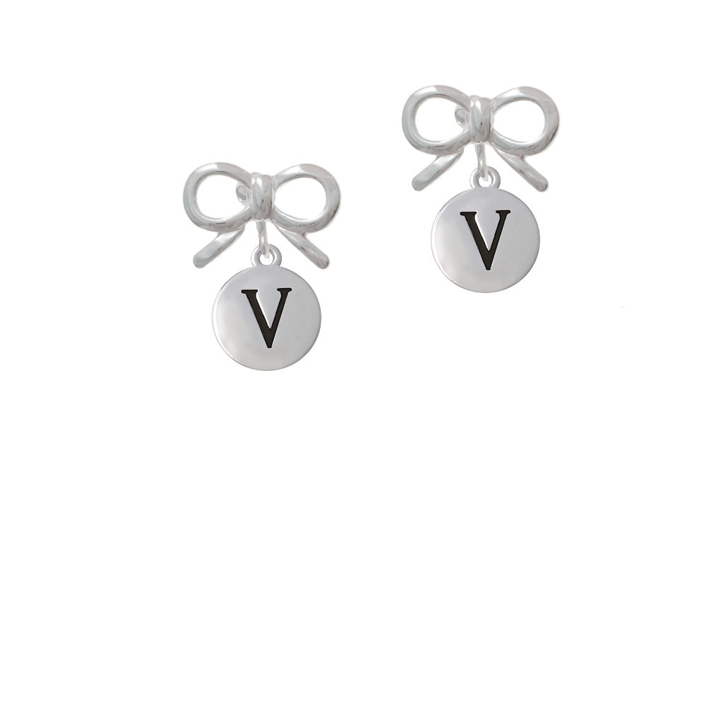 Capital Letter - V - Pebble Disc - Crystal Clip On Earrings Image 9