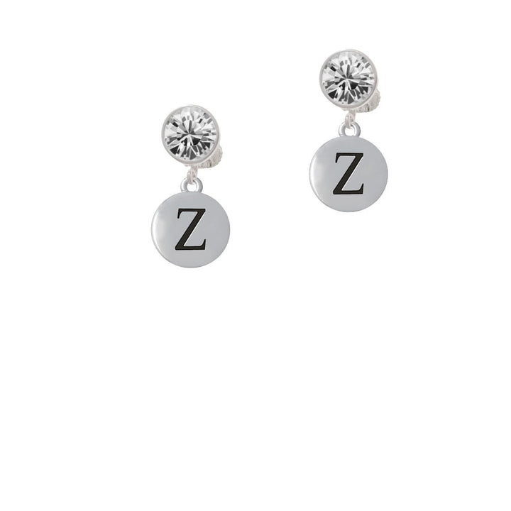 Capital Letter - Z - Pebble Disc - Crystal Clip On Earrings Image 1