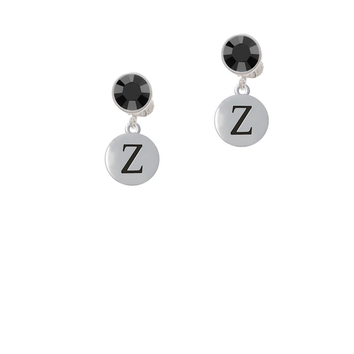 Capital Letter - Z - Pebble Disc - Crystal Clip On Earrings Image 3