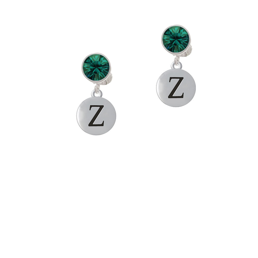 Capital Letter - Z - Pebble Disc - Crystal Clip On Earrings Image 6