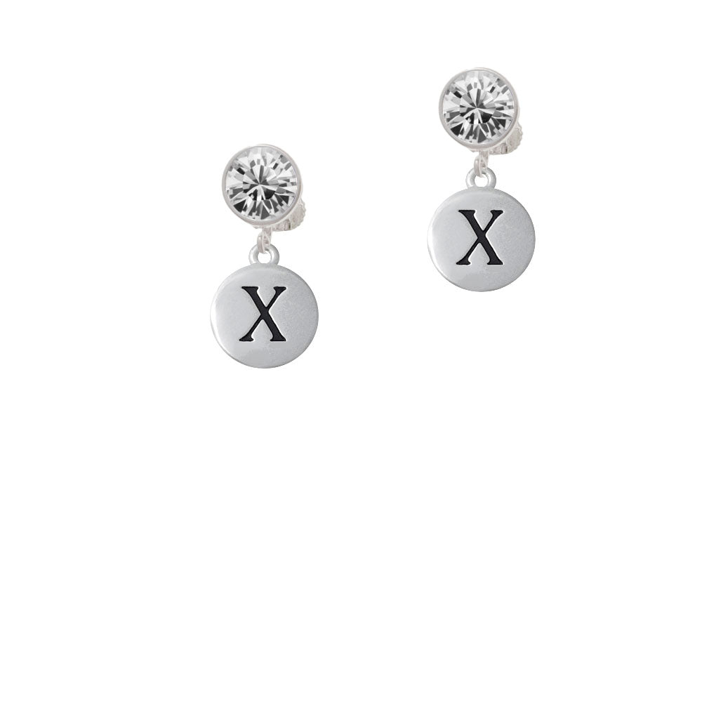 Capital Letter - X - Pebble Disc - Crystal Clip On Earrings Image 2