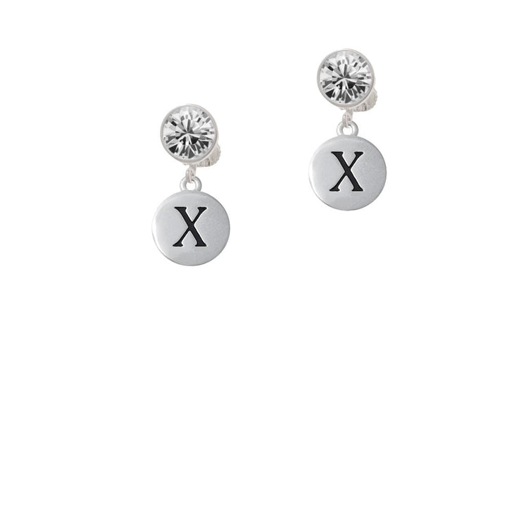 Capital Letter - X - Pebble Disc - Crystal Clip On Earrings Image 1