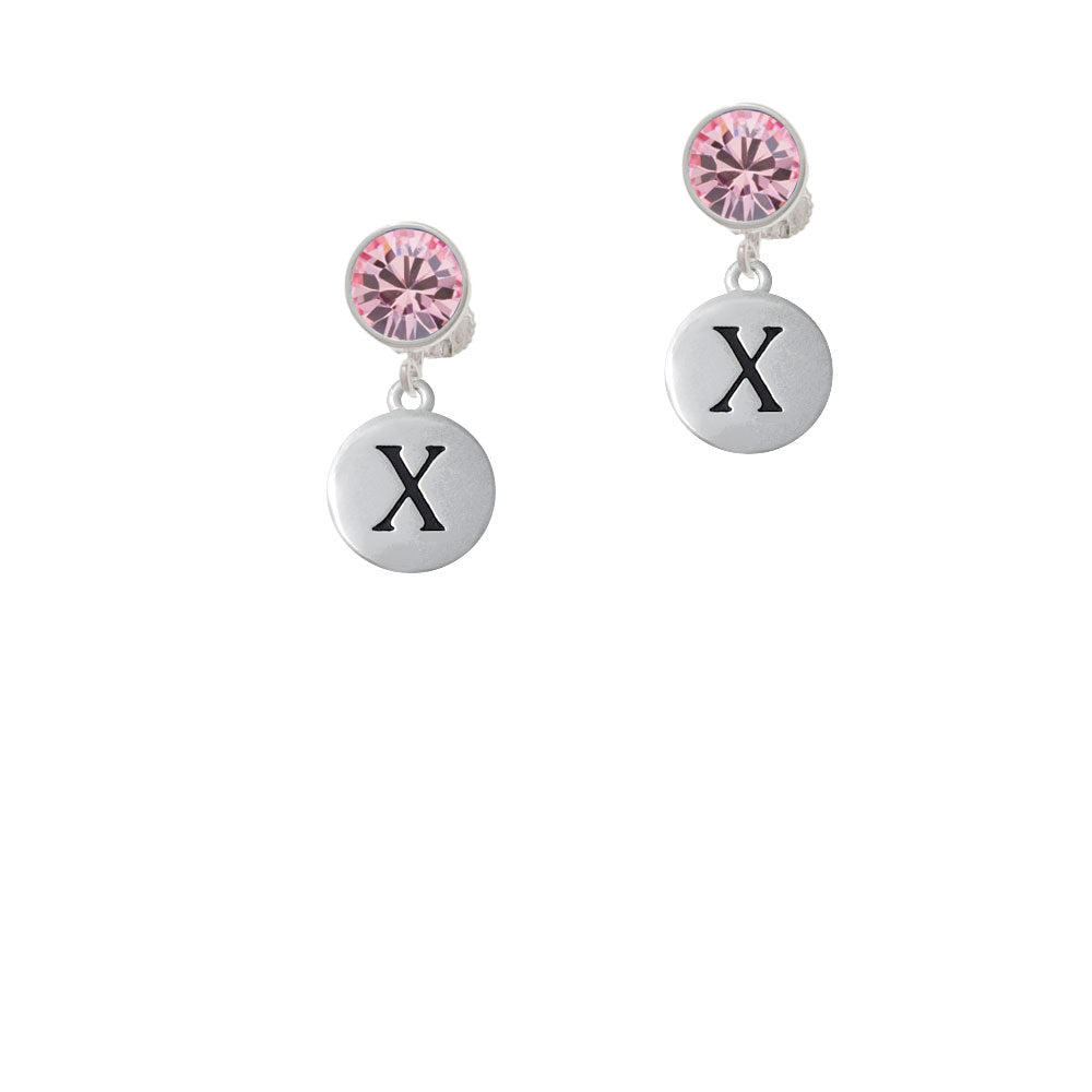 Capital Letter - X - Pebble Disc - Crystal Clip On Earrings Image 4