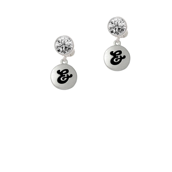 Capital Letter - and - Pebble Disc - Crystal Clip On Earrings Image 1