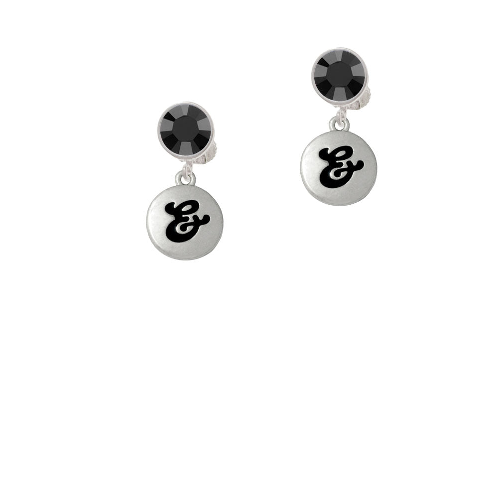 Capital Letter - and - Pebble Disc - Crystal Clip On Earrings Image 3