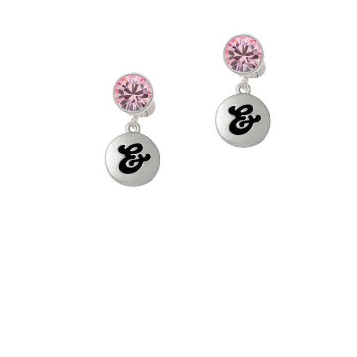 Capital Letter - and - Pebble Disc - Crystal Clip On Earrings Image 4