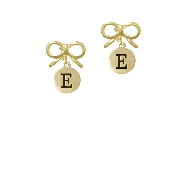 Capital Gold Tone Letter - E - Pebble Disc - Crystal Clip On Earrings Image 10