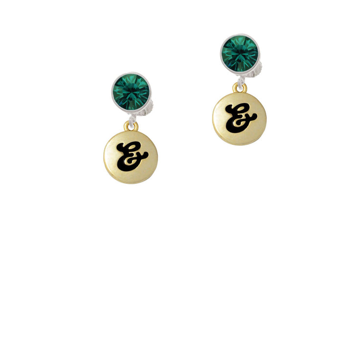 Capital Gold Tone Letter - and - Pebble Disc - Crystal Clip On Earrings Image 6