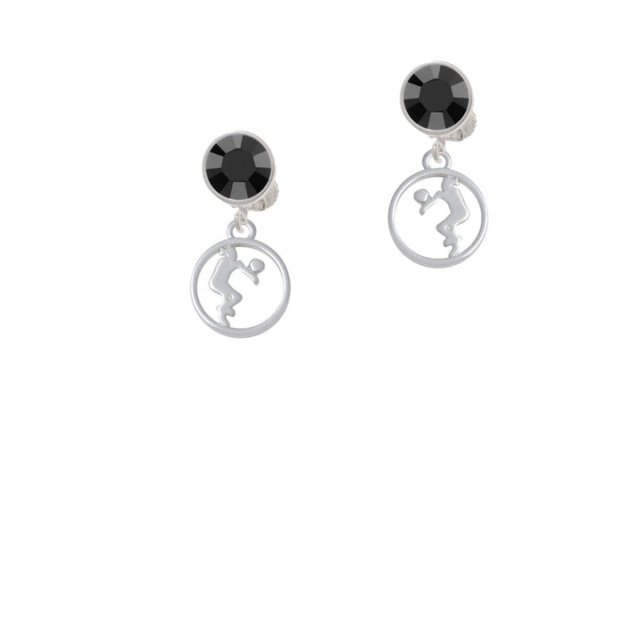 Volleyball Player Silhouette in 1/2 Disc Crystal Clip On Earrings Image 3