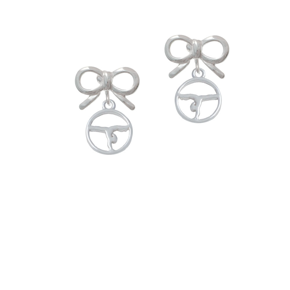 Gymnast Silhouette in 1/2 Disc Crystal Clip On Earrings Image 9